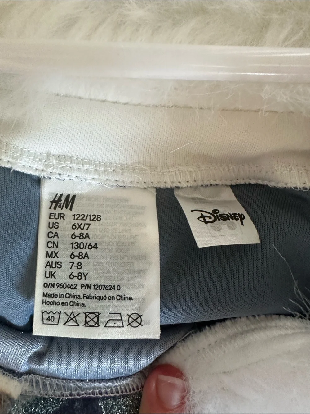 Girls H&M Disney Elsa frozen Ice Princess Dress with Fur Trim Sz 6/7 nwot